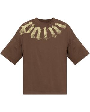 Palm Angels Cotton T-Shirt With Print - Brown