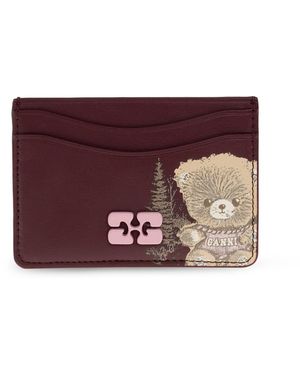 Ganni Card Case With Print - Purple