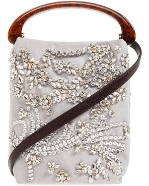 Dries Van Noten Handbag With Shimmering Crystals - White