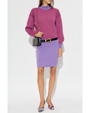 Versace Wool Dress With Long Sleeves - Pink