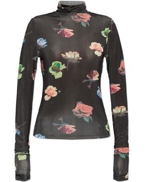 Ganni Floral Motif Top - Black