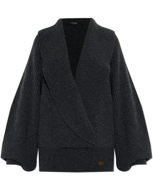 Balmain Loose-Fitting Wool Sweater - Black