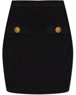 Balmain Short Skirt With Decorative Pockets - Black