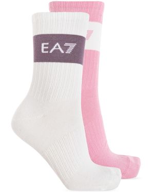 EA7 2-Pack Socks With Logo - Pink