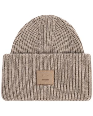 Acne Studios Wool Beanie With Logo - Natural