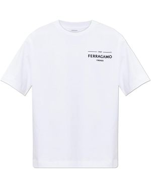 Ferragamo T-Shirt With Printed Logo - White