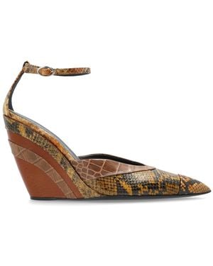 Marni Wedge Sandals With Snake Skin Motif - Brown