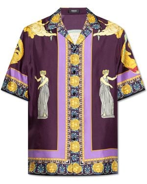 Versace Silk Short-Sleeve Shirt - Purple