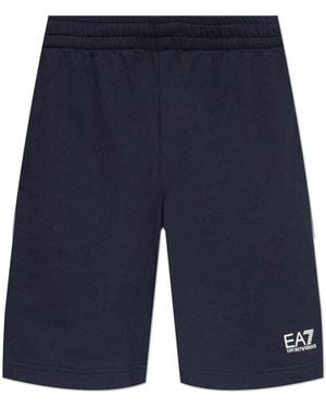 EA7 Shorts With Printed Logo - Blue