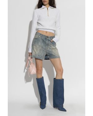 Balmain Denim Shorts With A 'Vintage' Effect - Blue