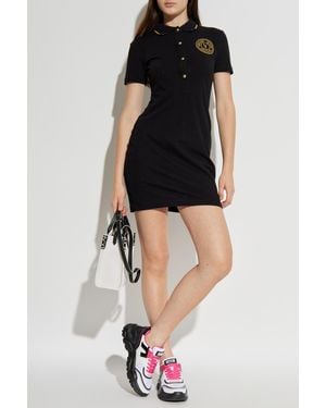 Versace Jeans Couture Polo Dress With Embroidered Logo - Black
