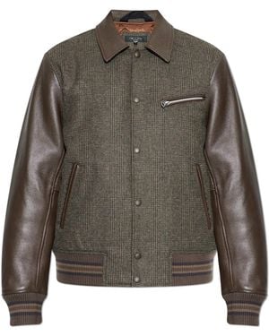Rag & Bone Wool Jacket With Leather Sleeves - Grey