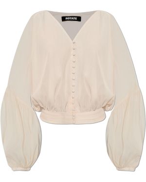 ROTATE BIRGER CHRISTENSEN V-Neck Top - Natural