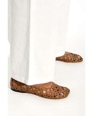 Loewe Leather Ballet Flats "Petal" - White
