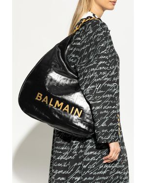 【Balmain】1945 SOFT MOON BAG-PB EMB CRINKLED LTH◆EN1BQ954L 1945 Soft Moon bag in diamond-quilted nylon - Men | BALMAIN