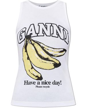Ganni Top With A Print - White