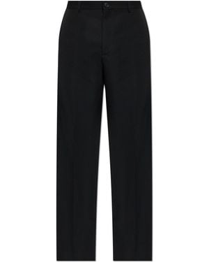 Balenciaga Straight-Leg Wool Trousers - Black