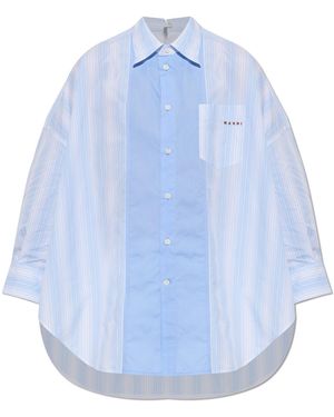 Marni Asymmetrical Cut Shirt - Blue