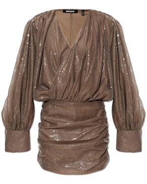ROTATE BIRGER CHRISTENSEN Sequin Dress With Long Sleeves - Brown