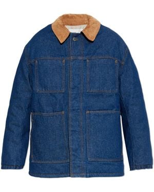 Ami Paris Insulated Jacket With Corduroy Collar - Blue
