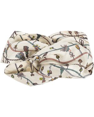 Versace Silk Headband With "Hangin' Out" Print - Natural
