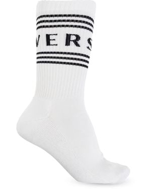 Versace Cotton Socks With Logo - White