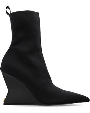 Balmain Wedge Ankle Boots - Black