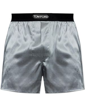 Tom Ford Silk Boxers With Logo - Grey