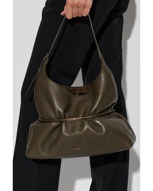 Balmain 'Sphynx Medium' Leather Bag With Logo - Black