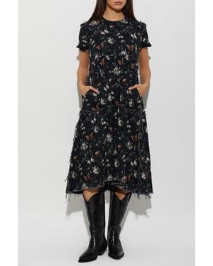 R13 Raw-Edged Midi Dress - Black