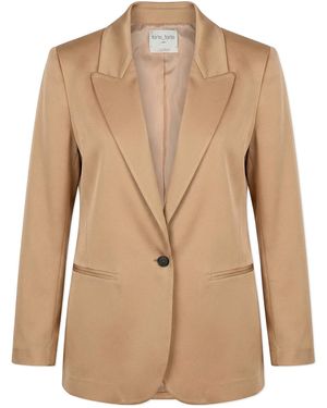 forte_forte Satin Blazer With Single Vent - Natural