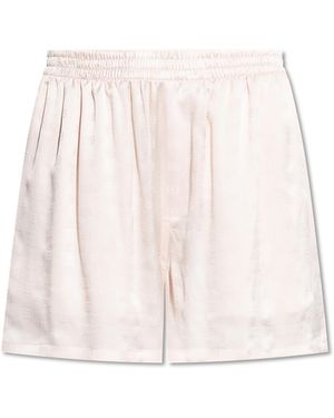 Balenciaga Silk Shorts With Monogram - White