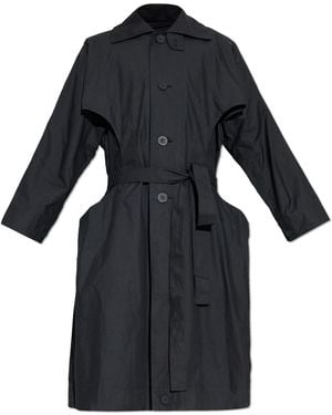 Homme Plissé Issey Miyake Trench Coat With Belt - Black