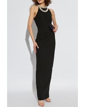 Balmain Dress With Shimmering Crystals On The Neckline - Black