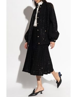 Alessandra Rich Jacket With Shimmering Appliqués - Black