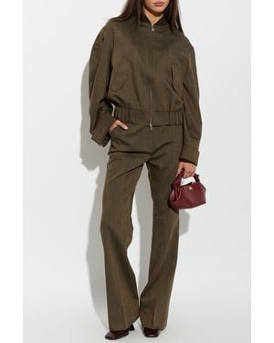 Ganni Wool Bomber Jacket - Green