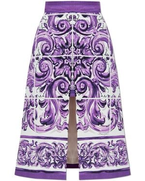 Dolce & Gabbana Skirt With "Majolica" Print - Purple