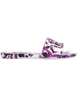 Dolce & Gabbana Slides With 'Majolica' Print - Purple