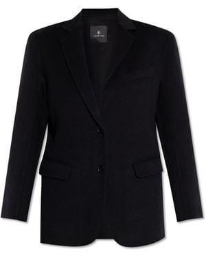 Anine Bing Quinn Wool Blazer - Black