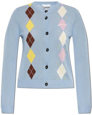 Ganni Cotton Cardigan - Blue