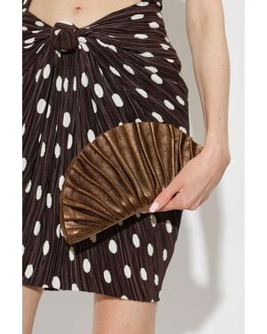 Cult Gaia Leather Clutch Bag 'Nala Mini' - Brown