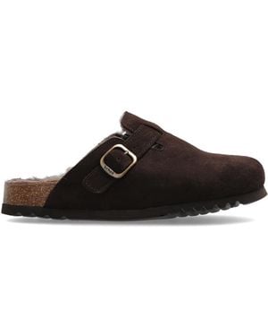 Scholl Leather Slides 'Fae New F' - Brown