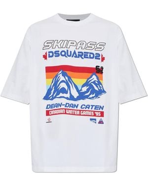 DSquared² Cotton T-Shirt With Print - White