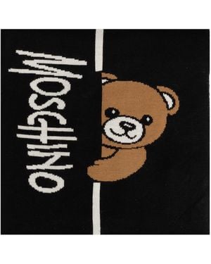 Moschino Scarf With A Characteristic Teddy Bear Motif - Black
