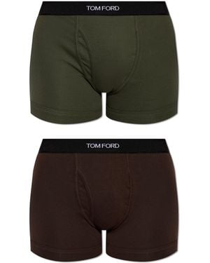 Tom Ford 2-Pack Of Cotton Boxers With Logo - Green
