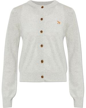 Maison Kitsuné Cardigan With Logo Patch - White