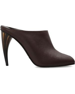 McQueen Leather Heeled Mules - Brown