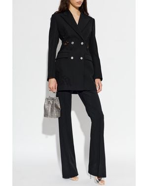 Versace Double-Breasted Wool Blazer - Black