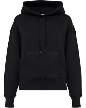 Ami Paris Cotton Hooded Sweatshirt - Black