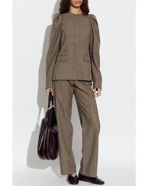 Ganni Blazer With Draped Shoulders - Brown